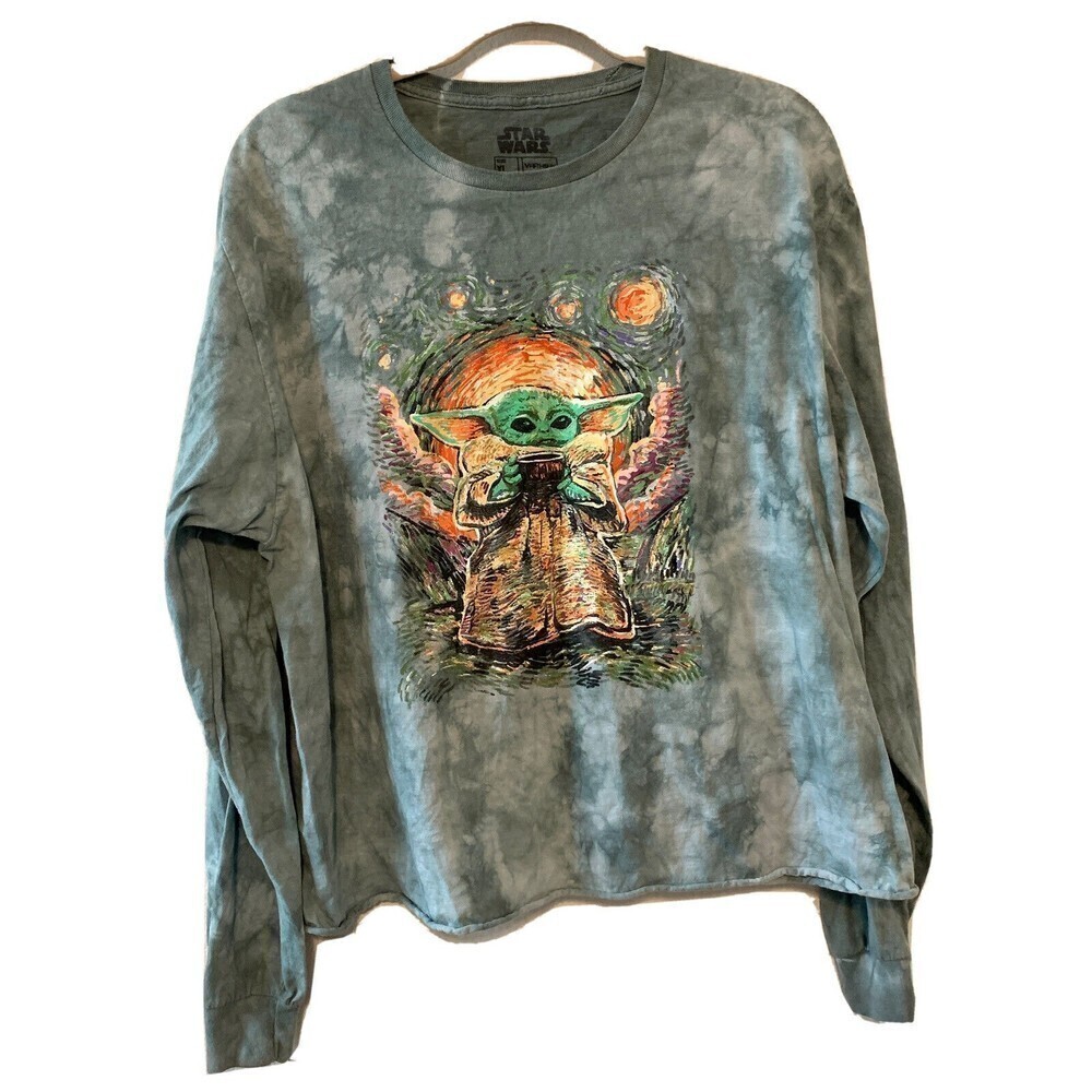 Star Wars Womens Size XL Multicolor Tie Dye Yoda Graphic Long Sleeve Tee Blouse